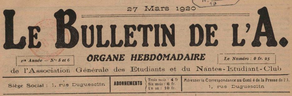 Photo (BnF / Gallica) de : Bulletin de l'A. Nantes, 1920. ISSN 2122-4420.