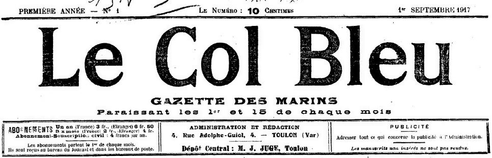 Photo (BnF / Gallica) de : Le Coeur. Paris, 1893-[ca 1895]. ISSN 1146-9234.Le Col bleu. Toulon, 1917-[1925 ?]. ISSN 2020-9223.