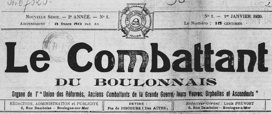 Photo (BnF / Gallica) de : Le Combattant du Boulonnais. Boulogne-sur-Mer, 1920-1924. ISSN 2124-1368.