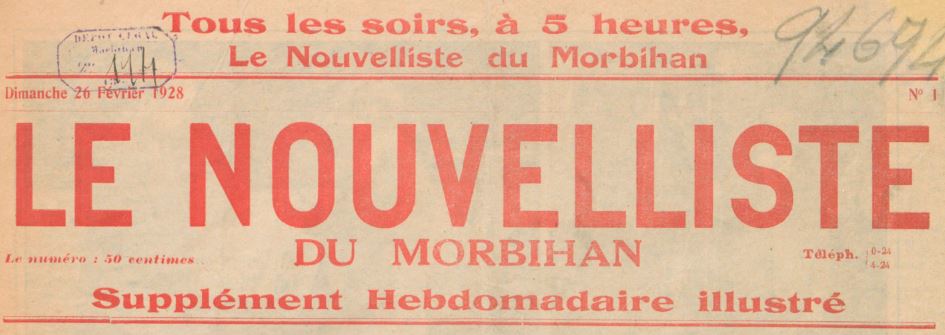 Photo (BnF / Gallica) de : Le Nouvelliste du Morbihan. Supplément hebdomadaire illustré. Lorient, 1928-1929. ISSN 2133-2029.