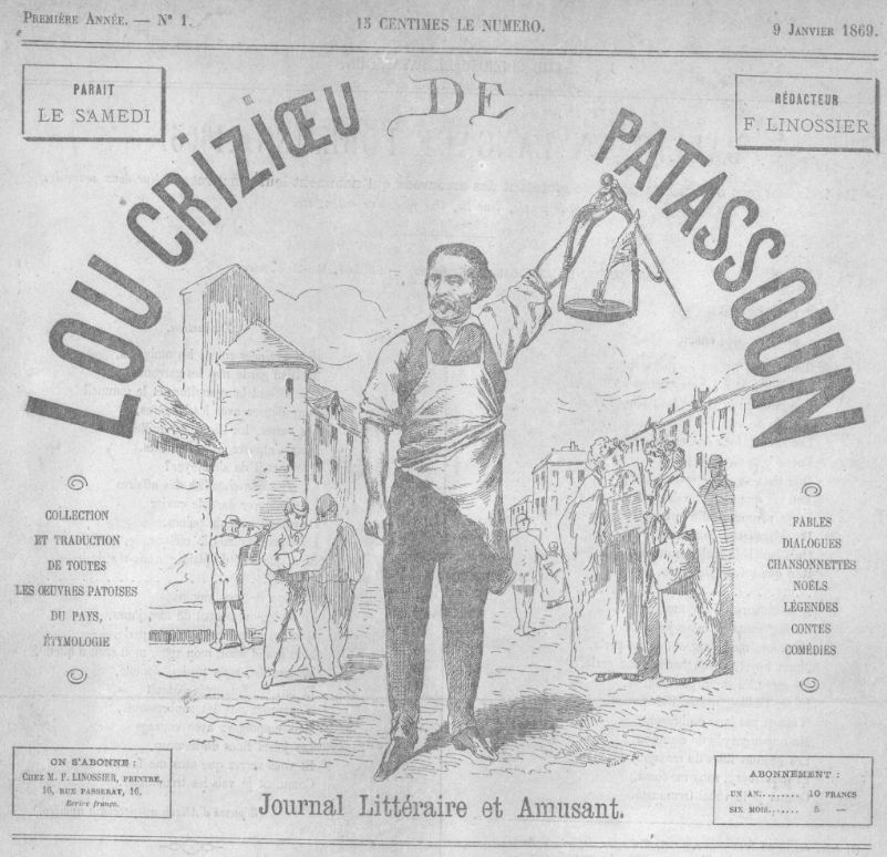 Photo (Saint-Étienne. Archives municipales) de : Lou Criziœu de Patassoun. Lyon, 1869-[1884 ?]. ISSN 2016-8292.
