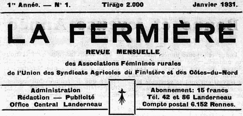 Photo (Finistère. Archives départementales) de : La Fermière. Landerneau, 1931-1938. ISSN 2263-4800.