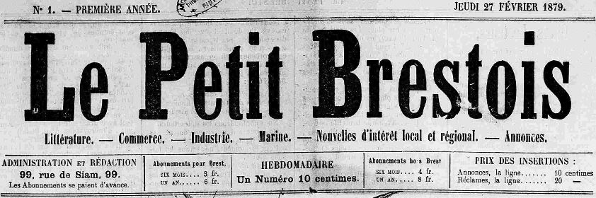 Photo (Finistère. Archives départementales) de : Le Petit Brestois. Brest, 1879-1889. ISSN 2133-9945.