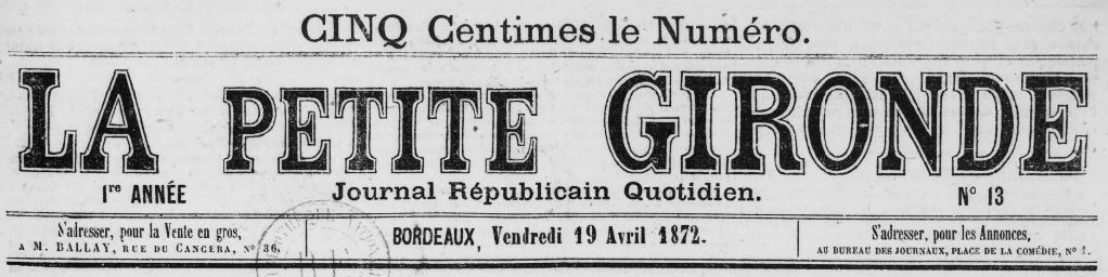 Photo (BnF / Gallica) de : La Petite Gironde. Bordeaux, 1872-1944. ISSN 1257-5992.