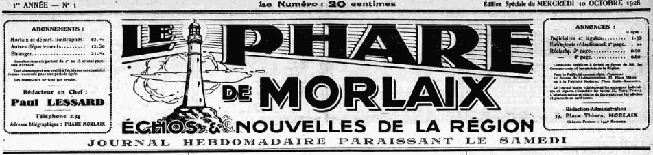 Photo (Finistère. Archives départementales) de : Le Phare de Morlaix. Morlaix, 1928-1932. ISSN 2134-9118.