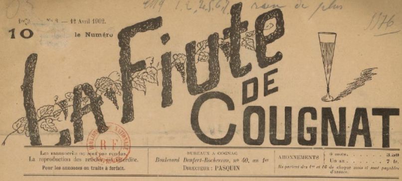 Photo (BnF / Gallica) de : La Fiute de Cougnat. Cognac, 1902. ISSN 2100-6636.