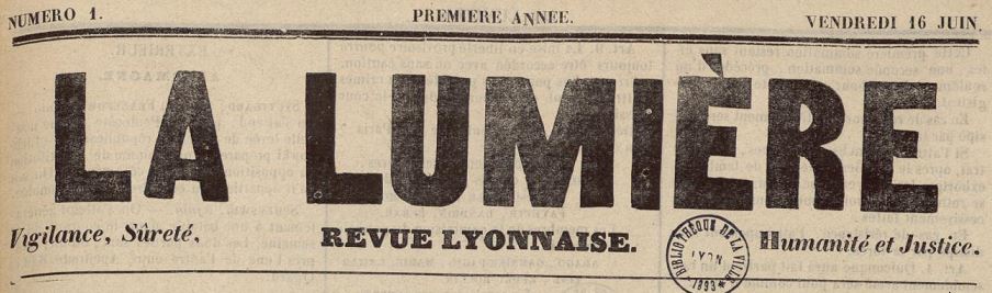 Photo (Bibliothèque municipale (Lyon)) de : La Lumière. Lyon, 1848. ISSN 2131-6112.