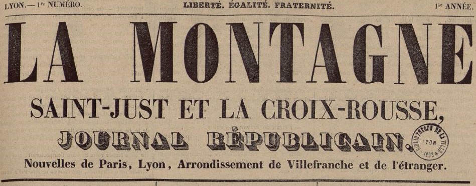 Photo (Bibliothèque municipale (Lyon)) de : La Montagne. Lyon, 1848. ISSN 2132-5456.