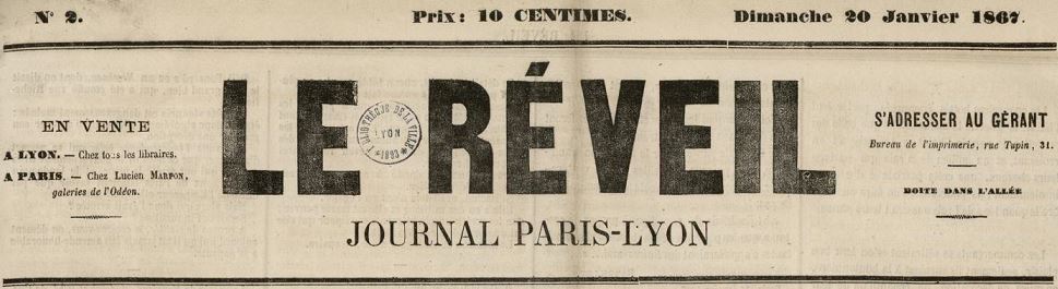Photo (Bibliothèque municipale (Lyon)) de : Le Réveil. Lyon, 1867. ISSN 2136-6381.