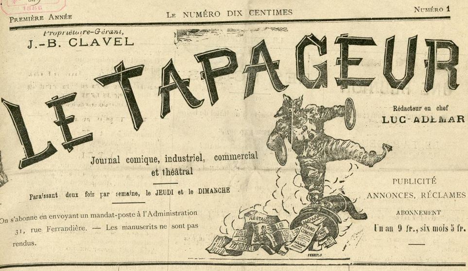 Photo (Bibliothèque municipale (Lyon)) de : Le Tapageur. Lyon, 1886-[1886 ?]. ISSN 2138-5270.