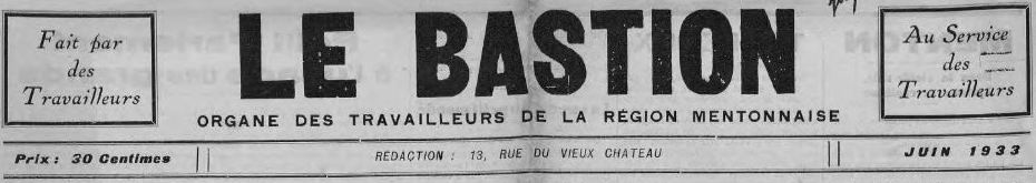 Photo (Alpes-Maritimes. Archives départementales) de : Le Bastion. Menton, 1933. ISSN 2121-8323.