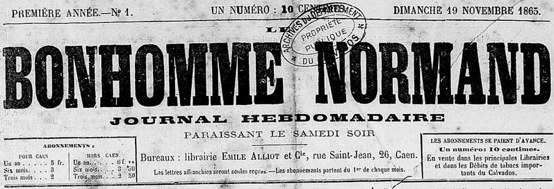 Photo (Calvados. Archives départementales) de : Le Bonhomme normand. Caen, 1865-1944. ISSN 2022-4354.