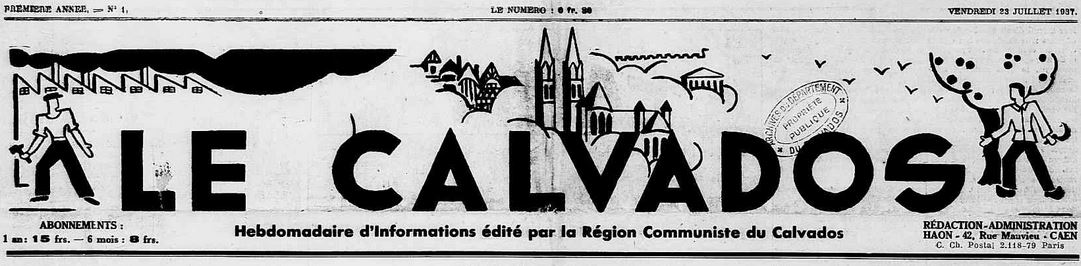 Photo (Calvados. Archives départementales) de : Le Calvados. Caen, 1937-[1938 ?]. ISSN 2123-3144.