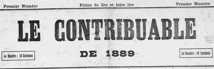 Photo (Calvados. Archives départementales) de : Le Contribuable de 1889. Le Val-Richer [Saint-Ouen-le-Pin], [1889?]. ISSN 2124-4030.
