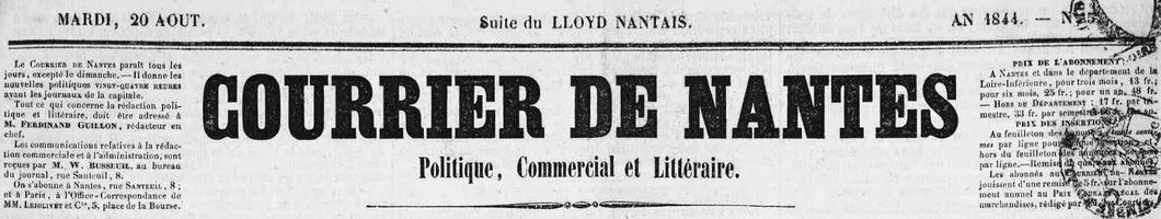 Photo (Loire-Atlantique. Archives départementales) de : Courrier de Nantes. Nantes, 1844-1864. ISSN 2124-7838.
