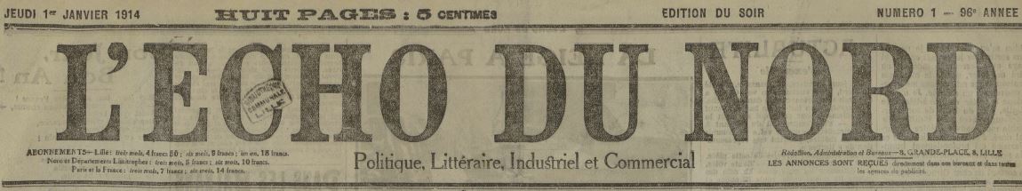 Photo (Médiathèque municipale Jean-Lévy (Lille)) de : L'Écho du Nord. Lille, 1819-1940. ISSN 2016-9191.
