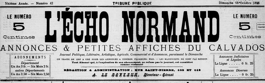 Photo (Calvados. Archives départementales) de : L'Écho normand. Caen, 1896-1932. ISSN 2126-7421.