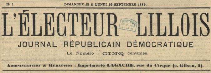 Photo (Médiathèque municipale Jean-Lévy (Lille)) de : L'Électeur lillois. Lille, 1889. ISSN 2127-1895.