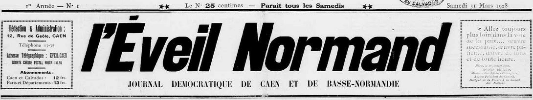 Photo (Calvados. Archives départementales) de : L'Éveil normand. Caen, 1928-1940. ISSN 2127-6447.