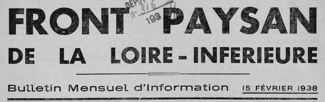 Photo (Loire-Atlantique. Archives départementales) de : Front paysan de la Loire-Inférieure. [S.l.], 1938-1939. ISSN 2128-3796.