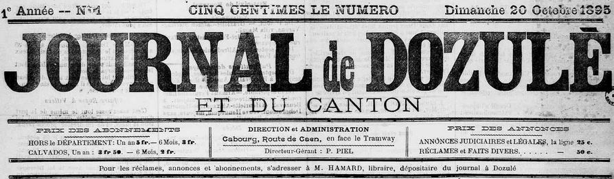 Photo (Calvados. Archives départementales) de : Journal de Dozulé et du canton. Cabourg, 1895-1914. ISSN 2130-3533.