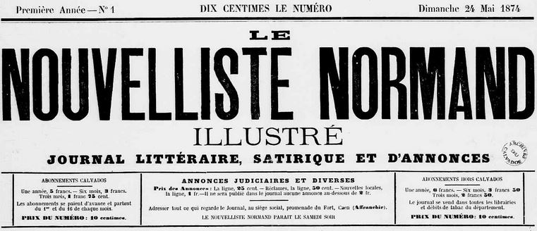Photo (Calvados. Archives départementales) de : Le Nouvelliste normand illustré. Caen, 1874. ISSN 2133-2177.