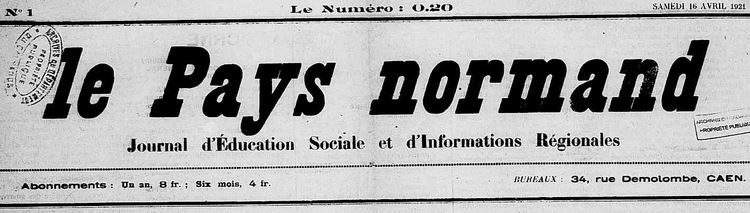 Photo (Calvados. Archives départementales) de : Le Pays normand. Caen, 1921-[1939?]. ISSN 2133-8124.
