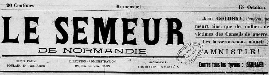 Photo (Calvados. Archives départementales) de : Le Semeur de Normandie. Caen, 1923-1925. ISSN 2138-0422.