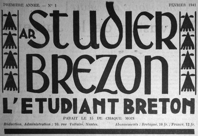 Photo (Institut de documentation bretonne et européenne) de : Ar Studier brezon. Nantes, 1941. ISSN 2138-3529.