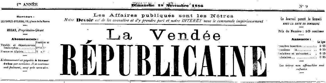 Photo (Vendée. Archives départementales) de : La Vendée républicaine. Les Sables d'Olonne, 1886-1944. ISSN 2139-7155.