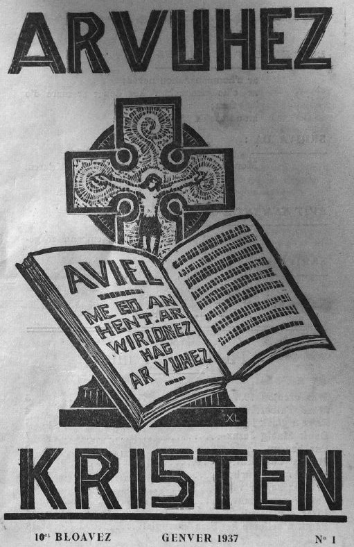 Photo (Institut de documentation bretonne et européenne) de : Ar Vuhez Kristén. Lorient, 1926-[1944 ?]. ISSN 2113-8311.