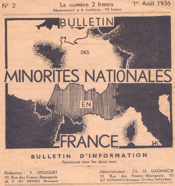 Photo (Institut de documentation bretonne et européenne) de : Bulletin des minorités nationales en France. Rennes, 1936. ISSN 2023-2284.