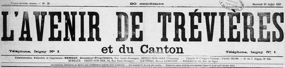Photo (Calvados. Archives départementales) de : L'Avenir de Trévières et du canton. Isigny, [1917 ?-1934 ?]. ISSN 1963-9767.