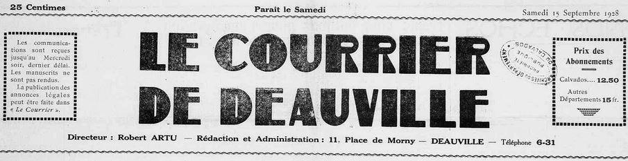 Photo (Calvados. Archives départementales) de : Le Courrier de Deauville. Deauville, 1928-1930. ISSN 1963-9805.