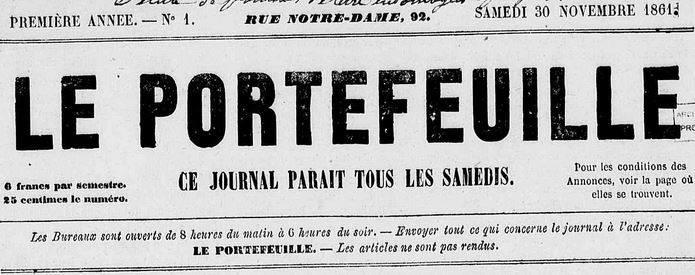 Photo (Calvados. Archives départementales) de : Le Portefeuille. Caen, 1861. ISSN 2430-5502.
