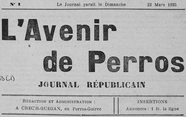 Photo (Côtes-d'Armor. Archives départementales) de : L'Avenir de Perros. Perros-Guirec, 1925. ISSN 1963-3858.