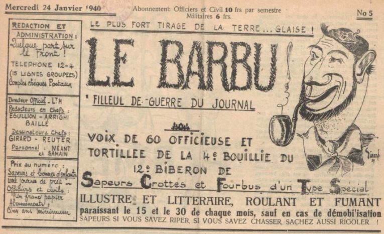 Photo (La Contemporaine. Bibliothèque, archives, musée des mondes contemporains (Nanterre)) de : Le Barbu. [S. l.], 1939-[1940 ?]. ISSN 1962-0012.