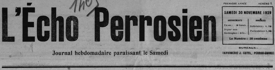 Photo (Côtes-d'Armor. Archives départementales) de : L'Écho perrosien. Perros-Guirec, 1929-1950. ISSN 1963-7632.