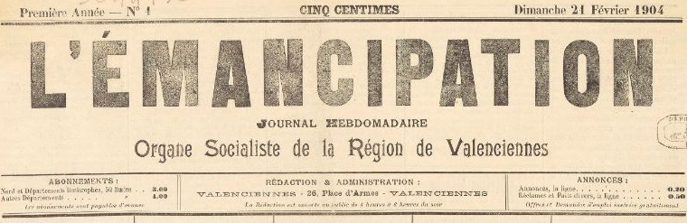 Photo (BnF / Gallica) de : L'Émancipation. Valenciennes, 1904-1908. ISSN 2127-2255.