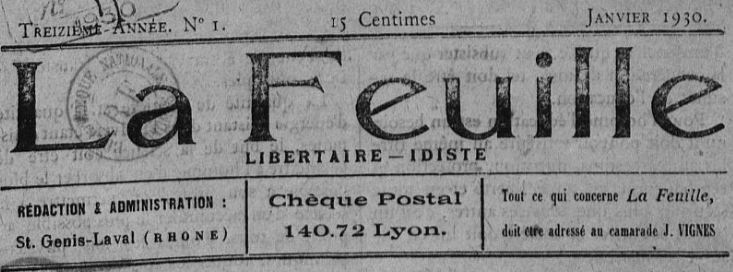Photo (BnF / Gallica) de : La Feuille. Lyon, [1917 ?]-1945. ISSN 2127-8652.