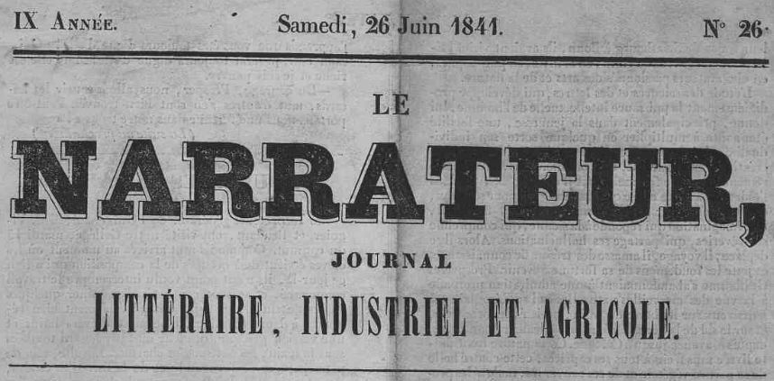 Photo (Aveyron. Archives départementales) de : Le Narrateur. Villefranche-de-Rouergue, 1841-1944. ISSN 1638-8801.