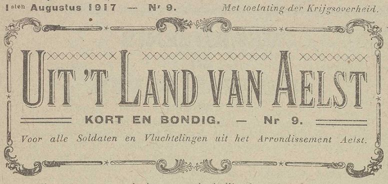 Photo (Vlaams instituut voor archivering) de : Uit 't land van Aelst. Calais, [1917 ?-1918 ?]. ISSN 2494-4580.