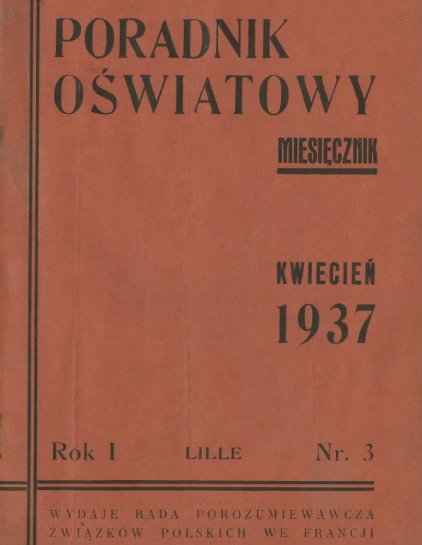 Photo (Biblioteka publiczna miasta stołecznego Warszawy) de : Poradnik oświatowy. Lille, 1937-[1939?]. ISSN 2135-1465.