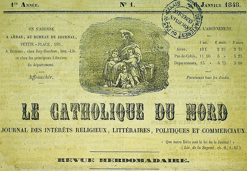 Photo (Société des amis de Panckoucke) de : Le Catholique du Nord. Arras : Alphonse Brissy, 1848. ISSN 2107-9218.