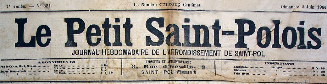 Photo (Société des amis de Panckoucke) de : Le Petit Saint-Polois. Saint-Pol-sur-Ternoise, 1900-[1913 ?]. ISSN 2134-4558.