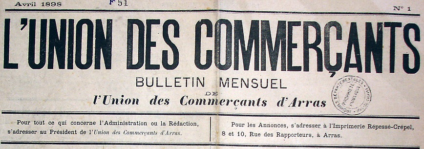 Photo (Société des amis de Panckoucke) de : L'Union des commerçants. Arras, 1898-[1911 ?]. ISSN 2139-3591.