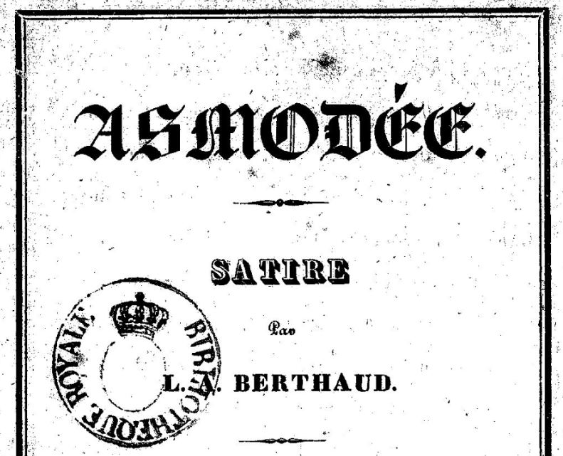 Photo (BnF / Gallica) de : Asmodée. Lyon, 1832. ISSN 2607-5490.