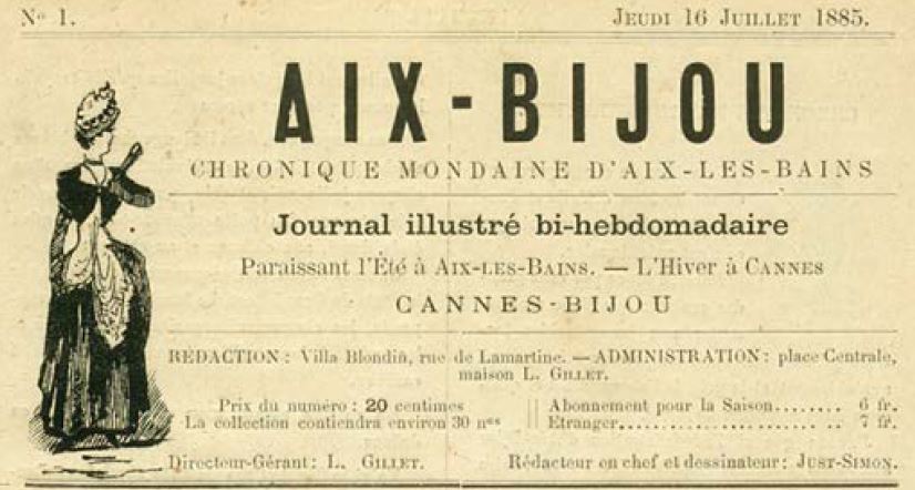 Photo (Aix-les-Bains (Savoie). Archives municipales) de : Aix-bijou. Aix-les-Bains, 1885-1886. ISSN 2120-5094.
