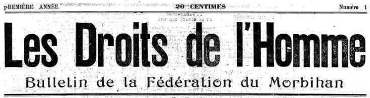 Photo (Morbihan. Archives départementales) de : Les Droits de l'homme. [S. l.], [1927 ?]. ISSN 2126-0125.