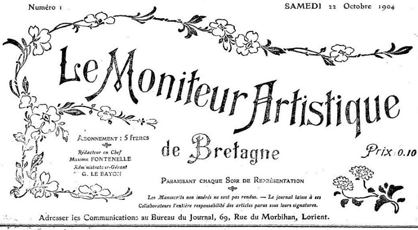 Photo (Morbihan. Archives départementales) de : Le Moniteur artistique de Bretagne. Lorient, 1904-1905. ISSN 2132-4018.